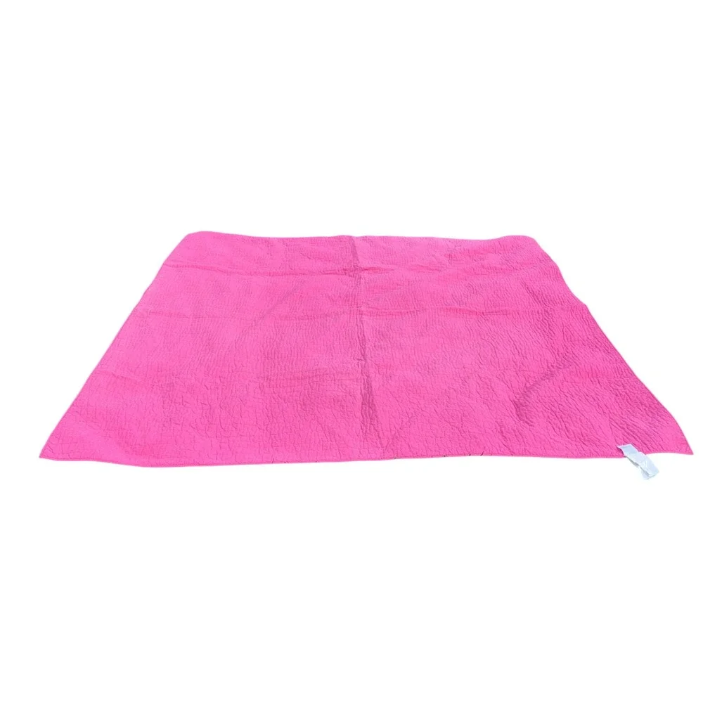 Unbranded Kantha Quilt Full Queen Pink Reversible Hand Stitched Cotton Good